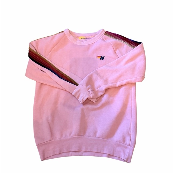 Aviator Nation Mauve Pink Sweatshirt with Velvet Striped Accents - Picture 2 of 10